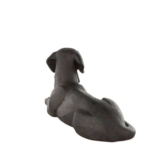 30.5" Black with Copper Shading Sitting Dog Sculpture